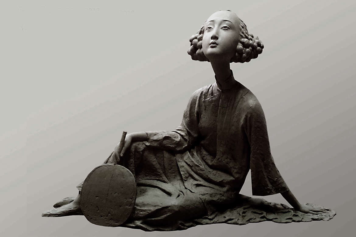 《小資.望月》女性寫意人物肖像雕塑