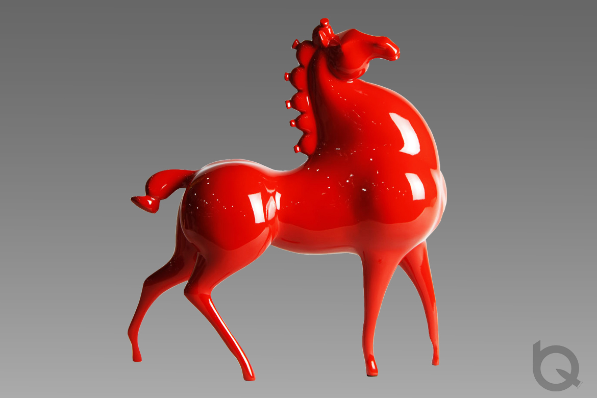 抽象紅色大馬玻璃鋼雕塑