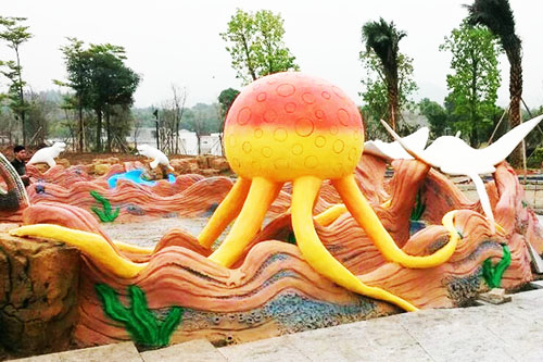 海洋生物章魚海草彩色塑石卡通雕塑