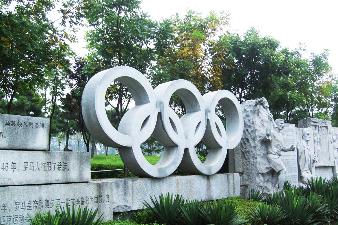 奧林匹克五環標志石材浮雕壁畫