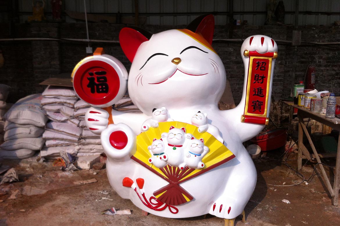 招財貓卡通動物雕塑