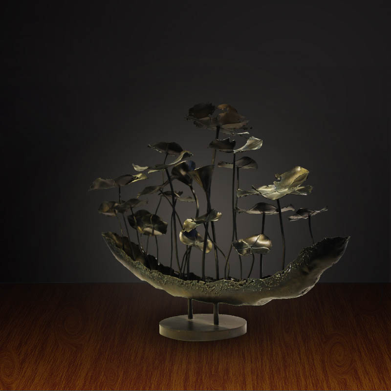 荷花現代鐵藝雕塑工藝品