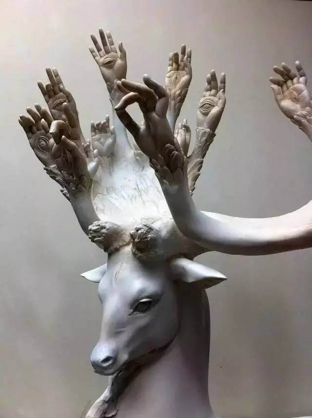 鹿角千手觀音另類佛像雕塑