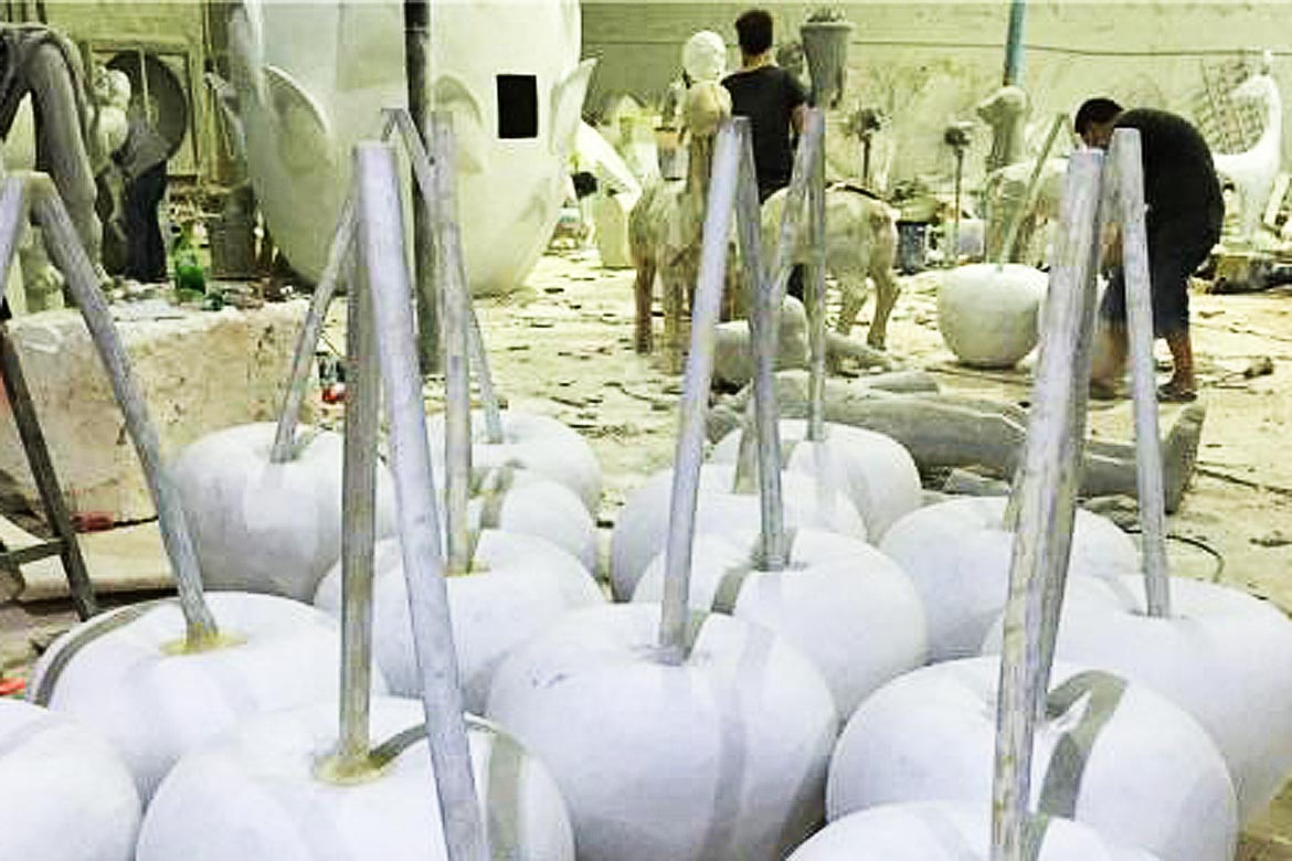 不銹鋼櫻桃雕塑加工過程