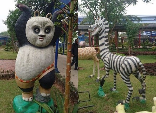 劣質的玻璃鋼功夫熊貓雕塑